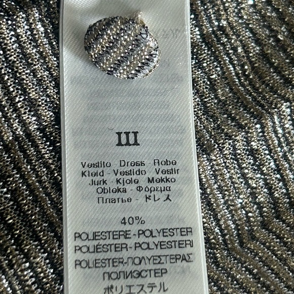 Forte Forte Pleated Metallic Gold Black Thread Empire Line Dress NWT Size 8 - Picture 9 of 12